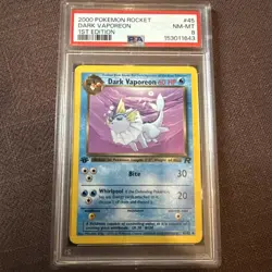 2000 Pokemon Team Rocket 1st Edition Dark Vaporeon #45 45/82 PSA 8 NM-MT - Image 1