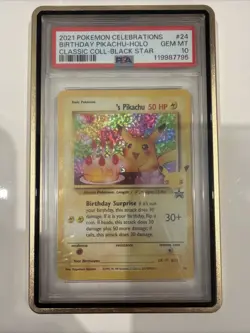 Birthday Pikachu 2021 POKEMON CELEBRATIONS #24 - HOLO PSA 10 Gem Mint Black Star - Image 1