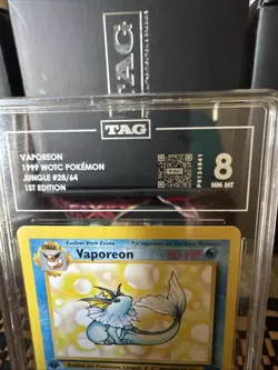 1999 POKEMON JUNGLE 1ST EDITION #28/64 VAPOREON TAG 8 - Image 3