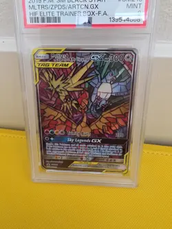 Pokemon Moltres & Zapdos & Articuno GX SM210 Sm Black Star Holo PSA GRADED 9 - Image 3
