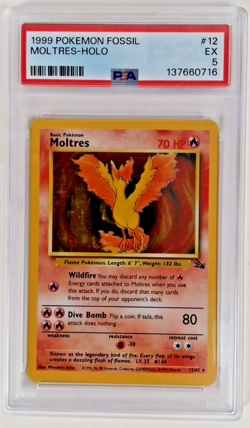 1999 POKEMON FOSSIL #12 MOLTRES-HOLO PSA 5 - Image 1