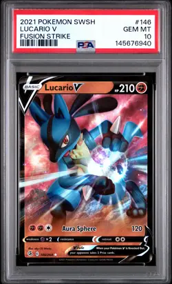 2021 POKEMON SWORD & SHIELD FUSION STRIKE #146 LUCARIO V PSA 10 - Image 1