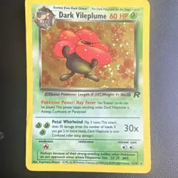 Pokemon TCG Damaged Dark Vileplume Team Rocket Holo Rare 13/82 60 HP English - Image 1