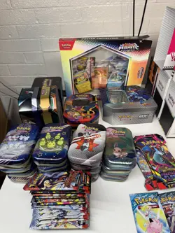 Huge Pokemon TCG BULK LOT used and opened ETBs, Tins, Booster Bundles - Image 5