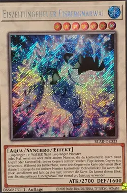 Yugioh Glacial Beast Iceberg Narwhal BLAR-DE033 Secret Rare 1st Edition NM - Image 1