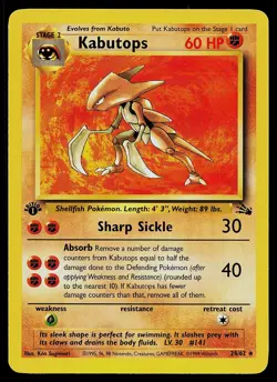 Pokemon Card - Kabutops Fossil 24/62 1st Edition Rare - Image 1