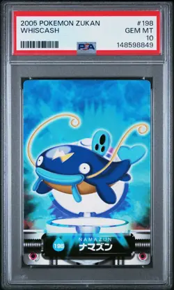 PSA 10 2026 CERT POP 1 WHISCASH 2005 CARDDASS POKEMON ZUKAN CARD #198 - Image 1