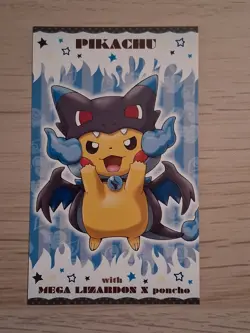 Poncho Pikachu Mega Charizard Pokemon Center Limited Business Card 2015 Japan - Image 1