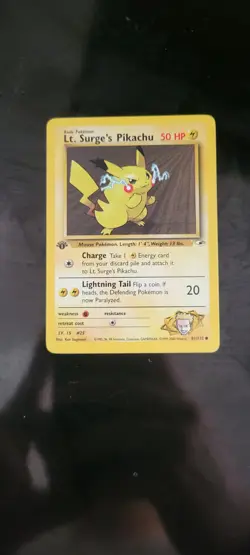 Pokemon Card - Lt. Surge's Pikachu Gym Heroes 81/132 Common 1st Edition NM - Image 1