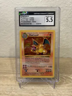 *CGC 5.5* 1999 Pokemon Base Set SHADOWLESS #4/102 Charizard Holo Vintage WOTC - Image 1