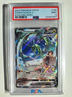 Rayquaza V #194 Pokemon Evolving Skies PSA 9 MINT Alt Art English - Image 1