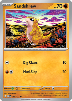 Sandshrew 068/132 Common Mega Evolution Pokemon Reverse Holo Near Mint - Image 1