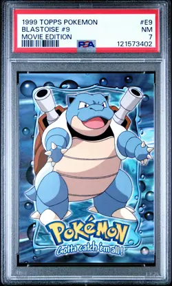 1999 TOPPS POKEMON THE MOVIE EDT #E9 BLASTOISE #9 PSA 7 - Image 1