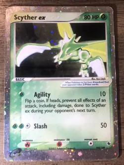 Scyther ex 102/109 EX Ruby & Sapphire Ultra Rare Holo Pokemon Card MP - Image 1