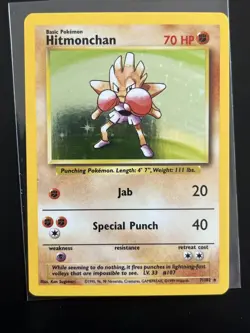Pokemon TCG Hitmonchan Base Set 7/102 Holo 1999-2000 Wizards NM - Image 2