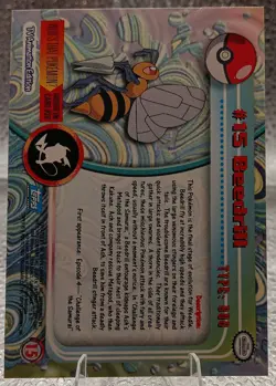 #15 Beedrill Rainbow Foil 1999 - Blue Topps - Pokemon Series 1 TV Animation - Image 2