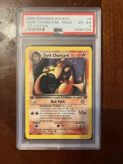 Pokemon Company 2000 Team Rocket Dark Charizard 1st Ed Holo 4/82 PSA 4 - Image 1