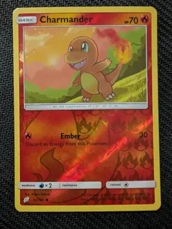 Charmander 12/181 Common Team Up Pokemon Reverse Holo Lightly Played - Image 1