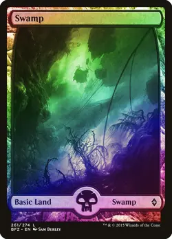 Swamp (261) FOIL Battle for Zendikar NM Extended / Full Art CARD ABUGames - Image 1