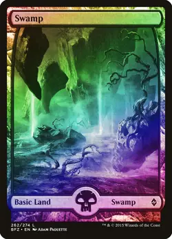 Swamp (262) FOIL Battle for Zendikar NM Extended / Full Art CARD ABUGames - Image 1