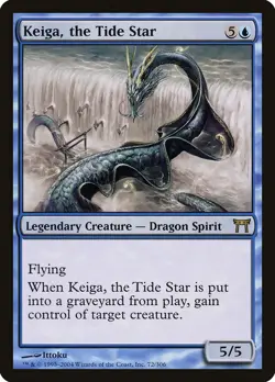 Keiga, the Tide Star Champions of Kamigawa HEAVILY PLD Blue Rare CARD ABUGames - Image 1