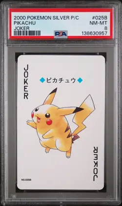 2000 POKEMON SILVER VERSION PLAYING CARDS JOKER #025B PIKACHU PSA 8 - Image 1