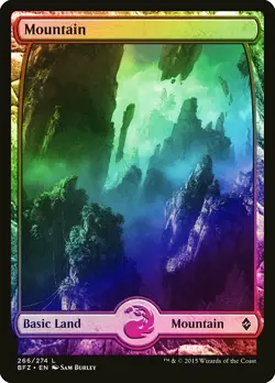 Mountain (266) FOIL Battle for Zendikar PLD Extended / Full Art CARD ABUGames - Image 1