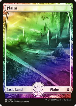 Plains (253) FOIL Battle for Zendikar NM Extended / Full Art CARD ABUGames - Image 1