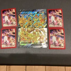 Pokemon TCG Pikachu V-Union Holo 4 Card Set English - (WITH SLEEVES) - Image 1