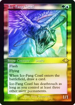 MTG - Ice-Fang Coatl - Etched Foil - Retro Frame - Modern Horizons - Magic - Image 1