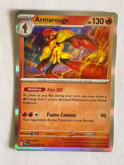 POKEMON ARMAROUGE 015/091 RARE HOLOFOIL PALDEAN FATES NM CARD - Image 1