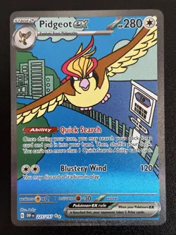Pidgeot EX 225/197 SV03 Obsidian Flames Special Illustration Rare Holo Card - Image 1