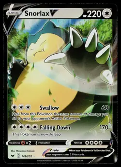Pokemon Card - Snorlax V Sword & Shield 141/202 Holo Rare V 2020 - Image 1