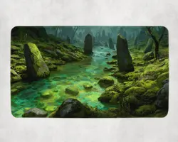 MTG Playmat - Mystic Mossy River MTG Playmat Enchanted Stone Stream Green Mana F - Image 1