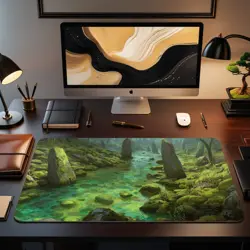 MTG Playmat - Mystic Mossy River MTG Playmat Enchanted Stone Stream Green Mana F - Image 2
