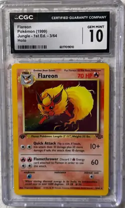 CGC 10 Gem Mint Flareon - 1999 Pokemon Jungle 3/64 - Holo 1st Edition - Image 1