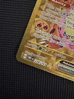 Pokemon Charizard ex 228/197 Obsidian Flames Hyper Rare Full Art GOLD Tera SIR - Image 4