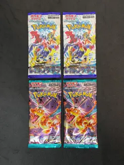 Pokemon Card 4 Pack Ruler of the Black Flame sv3 Raging Surf sv3a Japanese New - Image 1