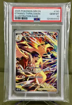 2025 POKEMON DRI EN DESTINED RIVALS ILLUSTRATION RARE ETHAN'S TYPHLOSION PSA 10 - Image 1