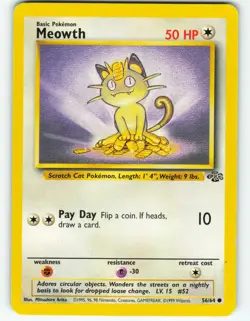 Meowth - 56/64 Jungle Set - Pokemon TCG - 1999 - Image 1