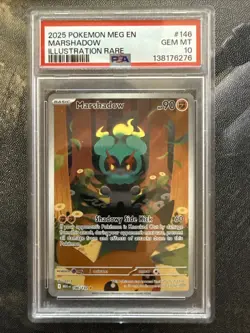 🔥 PSA 10 MARSHADOW 146 ILLUSTRATION RARE IR POKEMON TCG MEGA EVOLUTION GEM MINT - Image 1