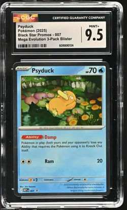 Pokemon GRADED Psyduck 007 Mega Evolution Black Star Promo 9.5 CGC ENGLISH - Image 1