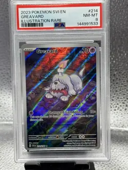 Pokemon Greavard 214/198 SV01 Scarlet & Violet Illustration Rare Holo PSA 8 - Image 1