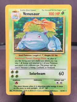 Pokemon TCG Venusaur Base Set Holo Rare 15/102 WOTC VTG 1999 Crease - Image 1
