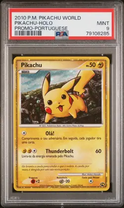 Pikachu Pokemon 2010 Holo PW Pikachu World Promo Portuguese PSA 9 - Image 1