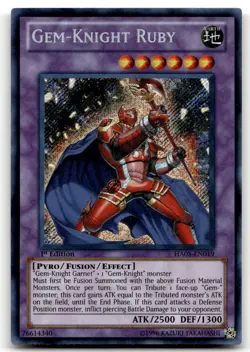 Gem-Knight Ruby HA05-EN019 1st Edition Secret Rare Yu-Gi-Oh TCG LP - Image 1