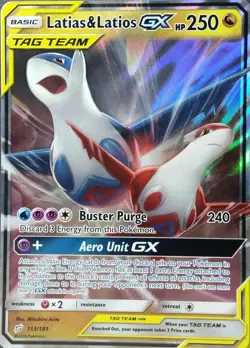 Latias & Latios GX (ULTRA RARE) SM Tag Team Up 113/181 Pokemon Sun And Moon - LP - Image 1