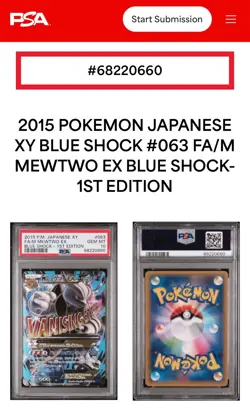 2015 POKEMON JAPANESE XY BLUE SHOCK #063 FA M MEWTWO EX 1ST EDITION PSA 10 - Image 3