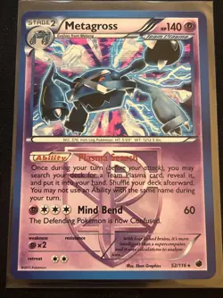 Pokemon TCG Metagross 52/116 Plasma Freeze Team Plasma Holo Rare (NM/LP+) - Image 2