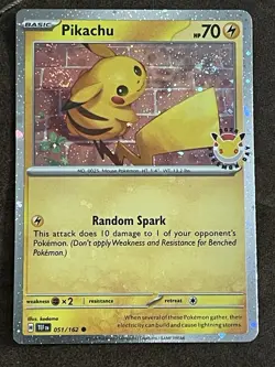 Pikachu 🍭051/162 Pokemon Day 2026 - Anniversary Stamped 🍭2 Vibrant Swirls 🍭 - Image 1